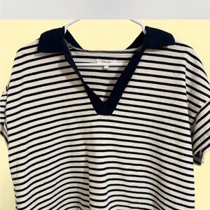 Maurices Navy and Cream Striped Crop Top